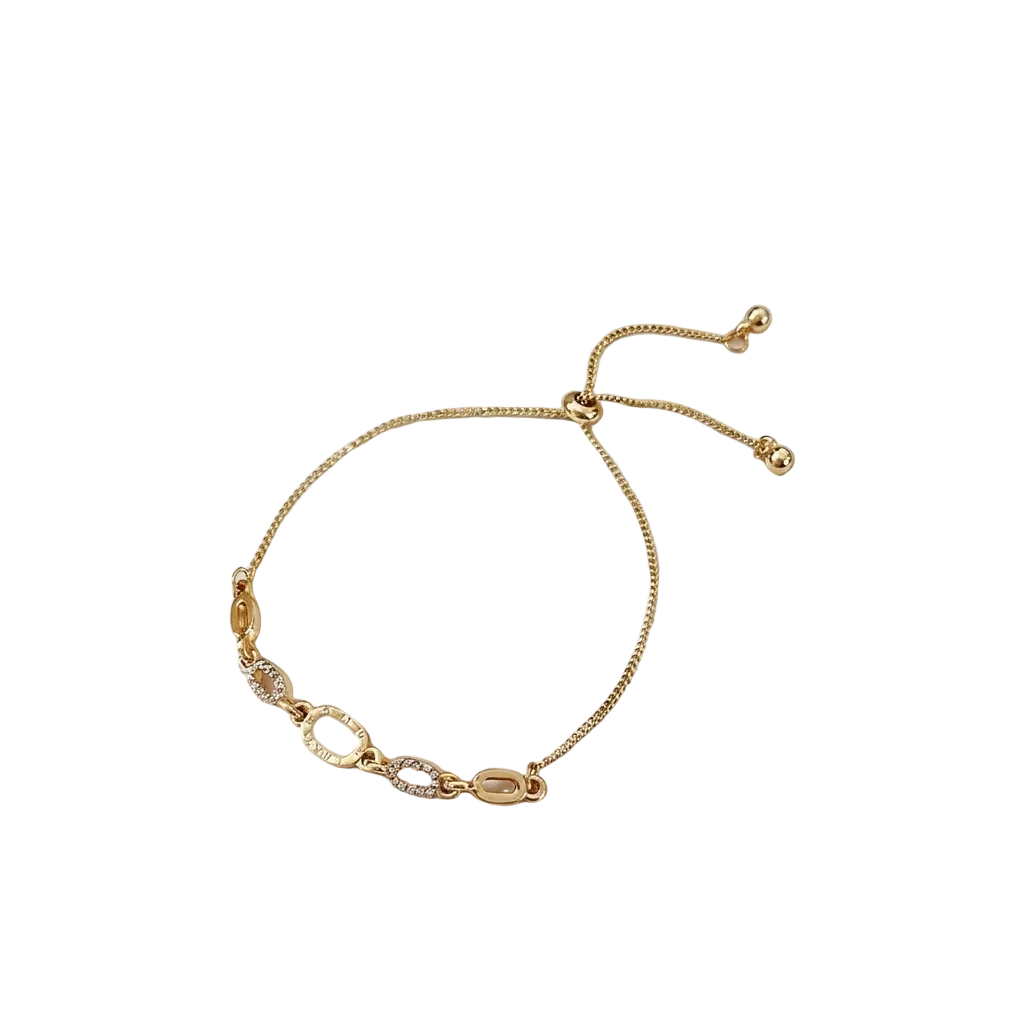 The Sovereign Square: Adjustable Gold-Plated Zircon Bracelet