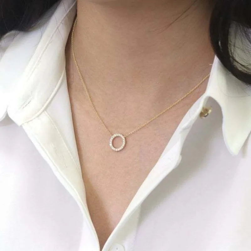 The Halo Glow: Crystal Circle Pendant Necklace