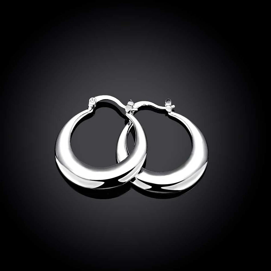 Sterling Silver Hoop Earrings – Elegant Minimal Luxury Women Jewelry