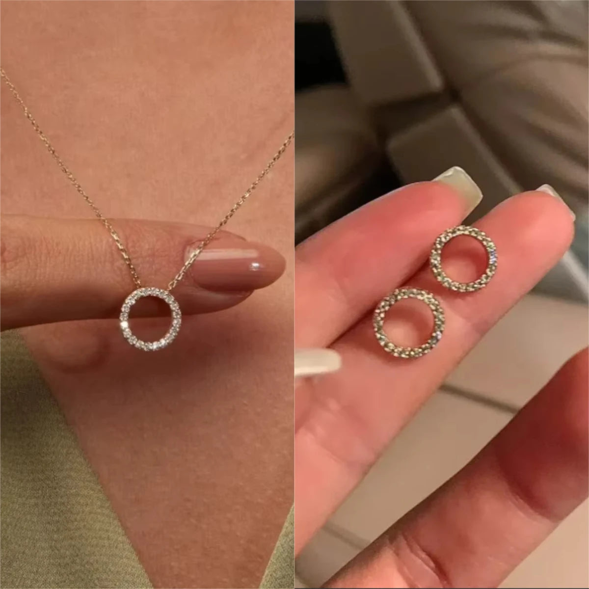 The Halo Glow: Crystal Circle Pendant Necklace