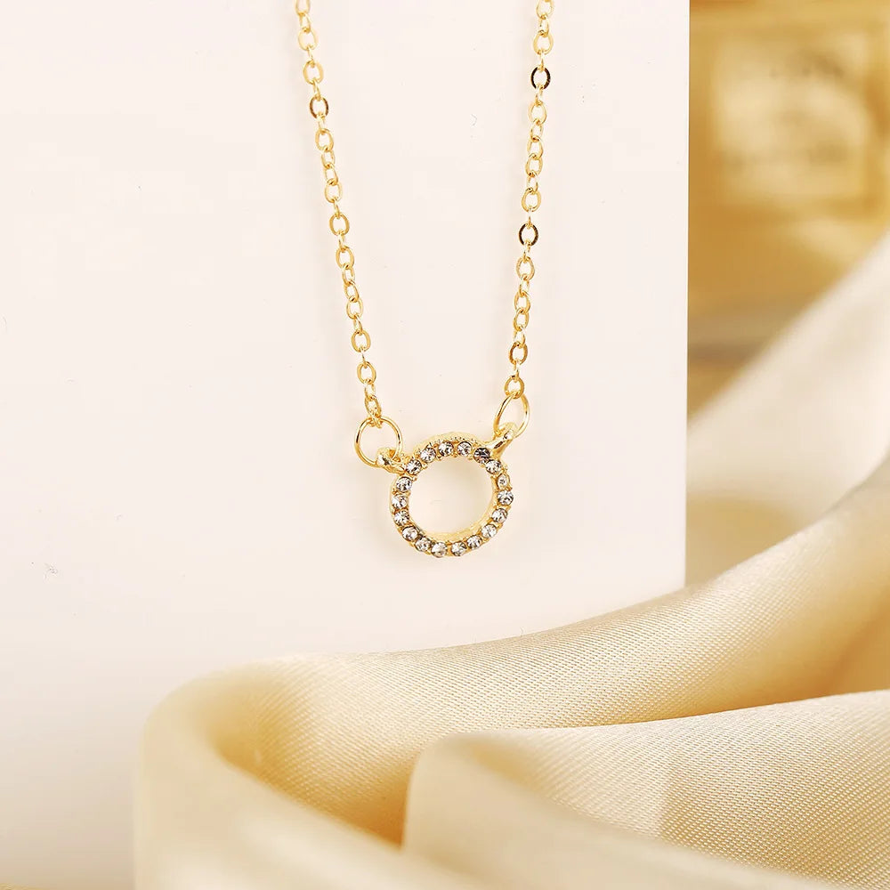 The Halo Glow: Crystal Circle Pendant Necklace