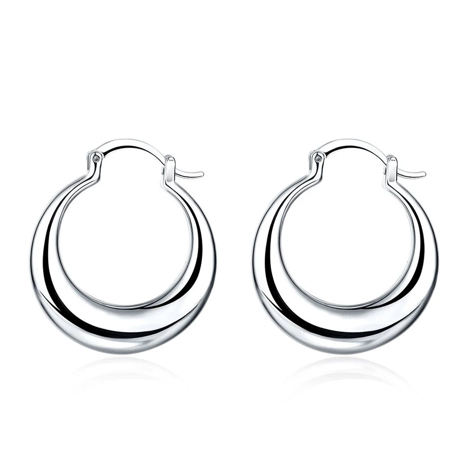 Sterling Silver Hoop Earrings – Elegant Minimal Luxury Women Jewelry