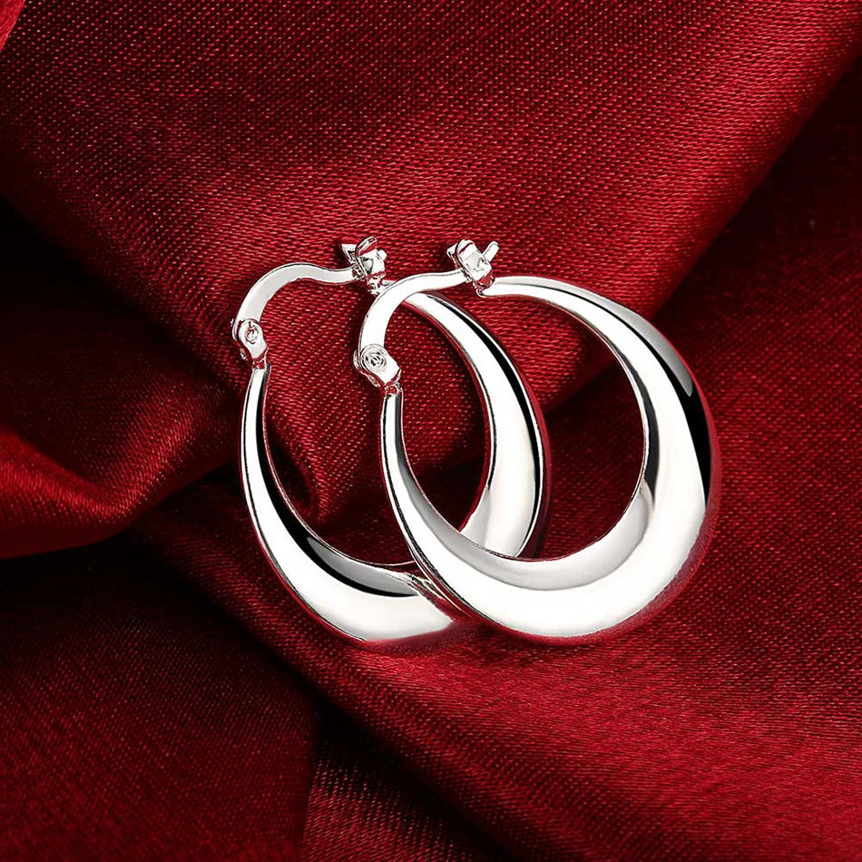 Sterling Silver Hoop Earrings – Elegant Minimal Luxury Women Jewelry