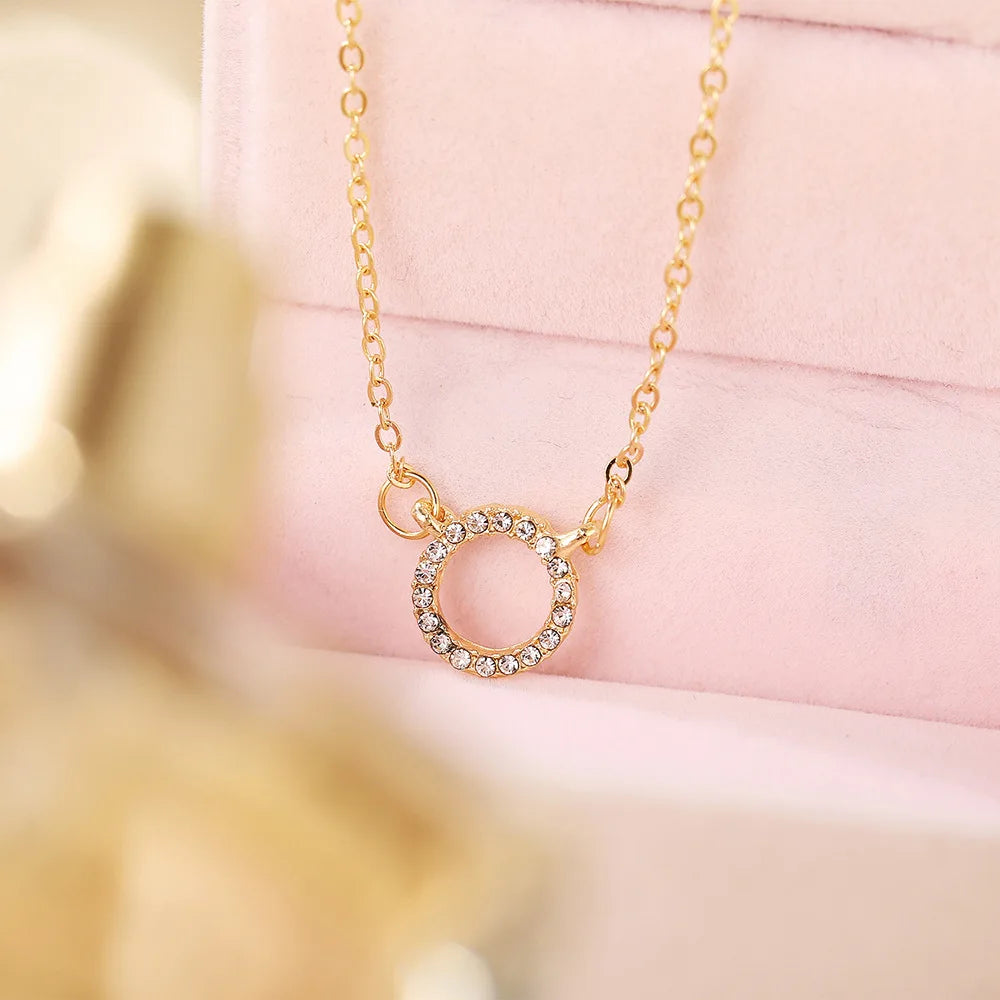 The Halo Glow: Crystal Circle Pendant Necklace