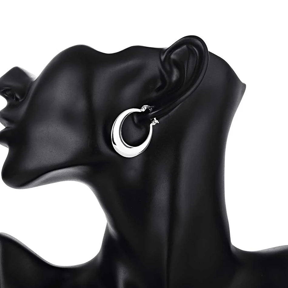 Sterling Silver Hoop Earrings – Elegant Minimal Luxury Women Jewelry