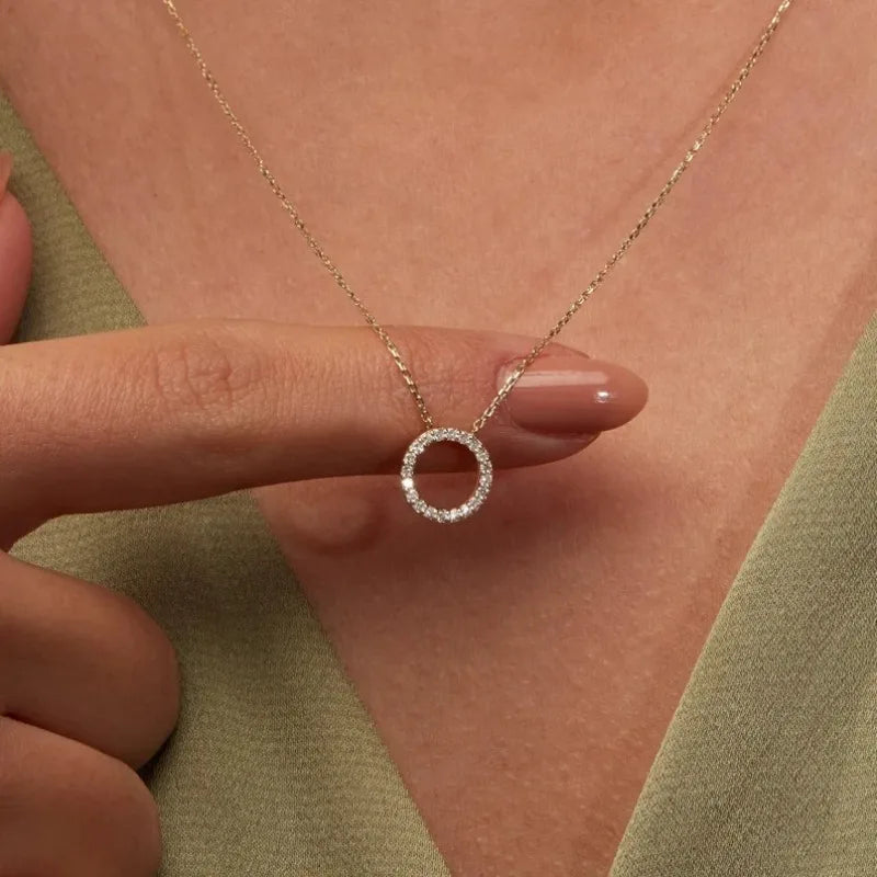 The Halo Glow: Crystal Circle Pendant Necklace