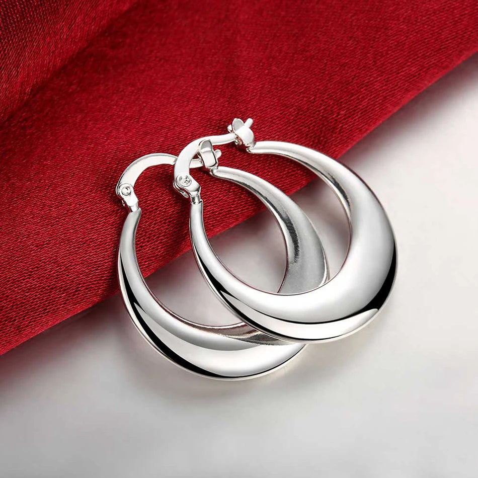 Sterling Silver Hoop Earrings – Elegant Minimal Luxury Women Jewelry